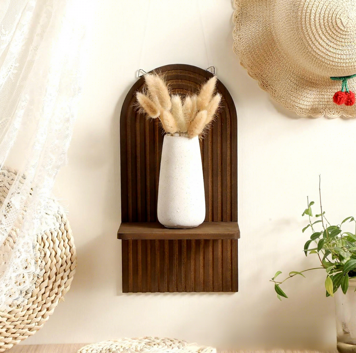 Wooden Arched Wall Shelf