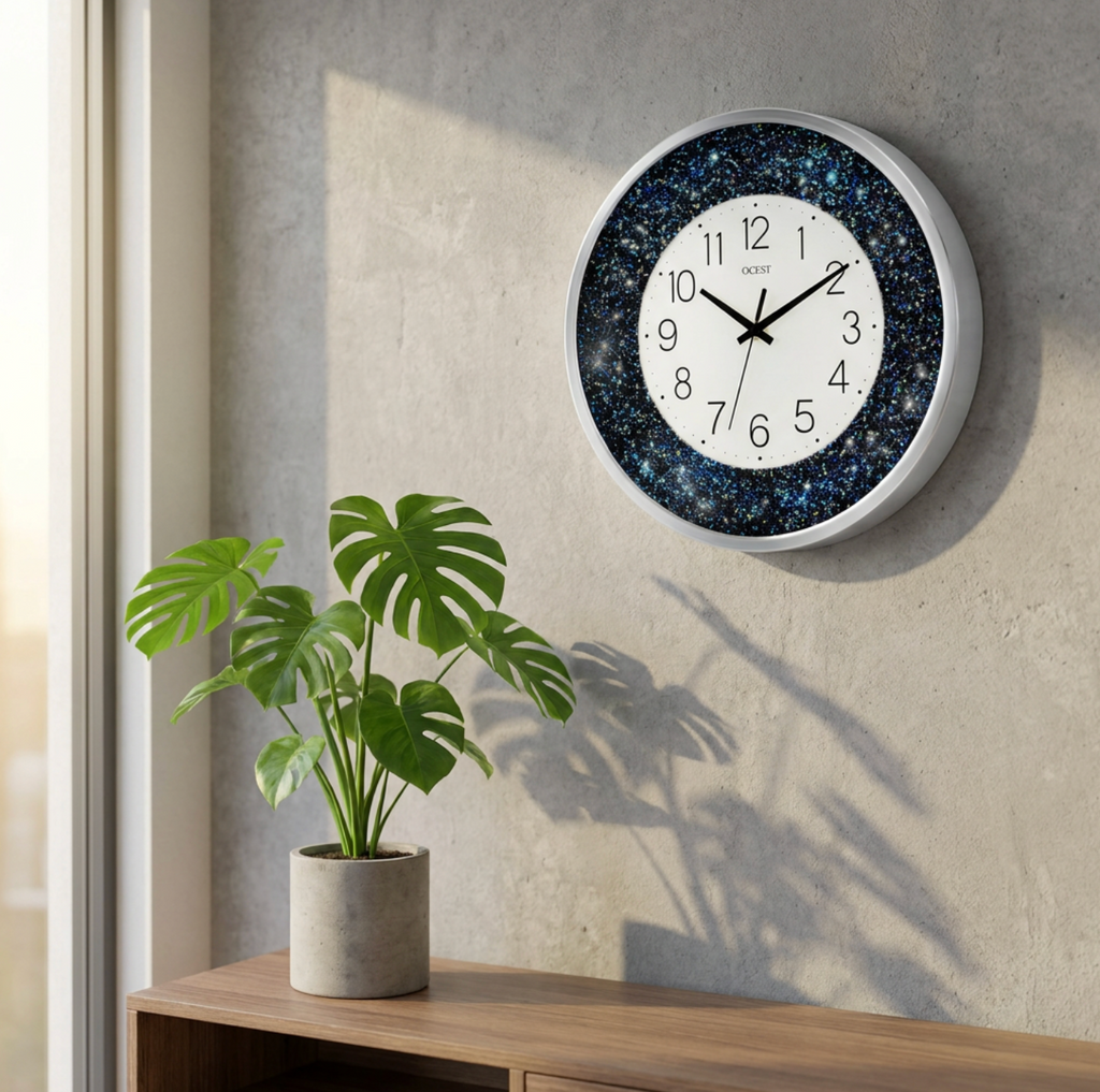 Glitter Blue LED Wall Clock