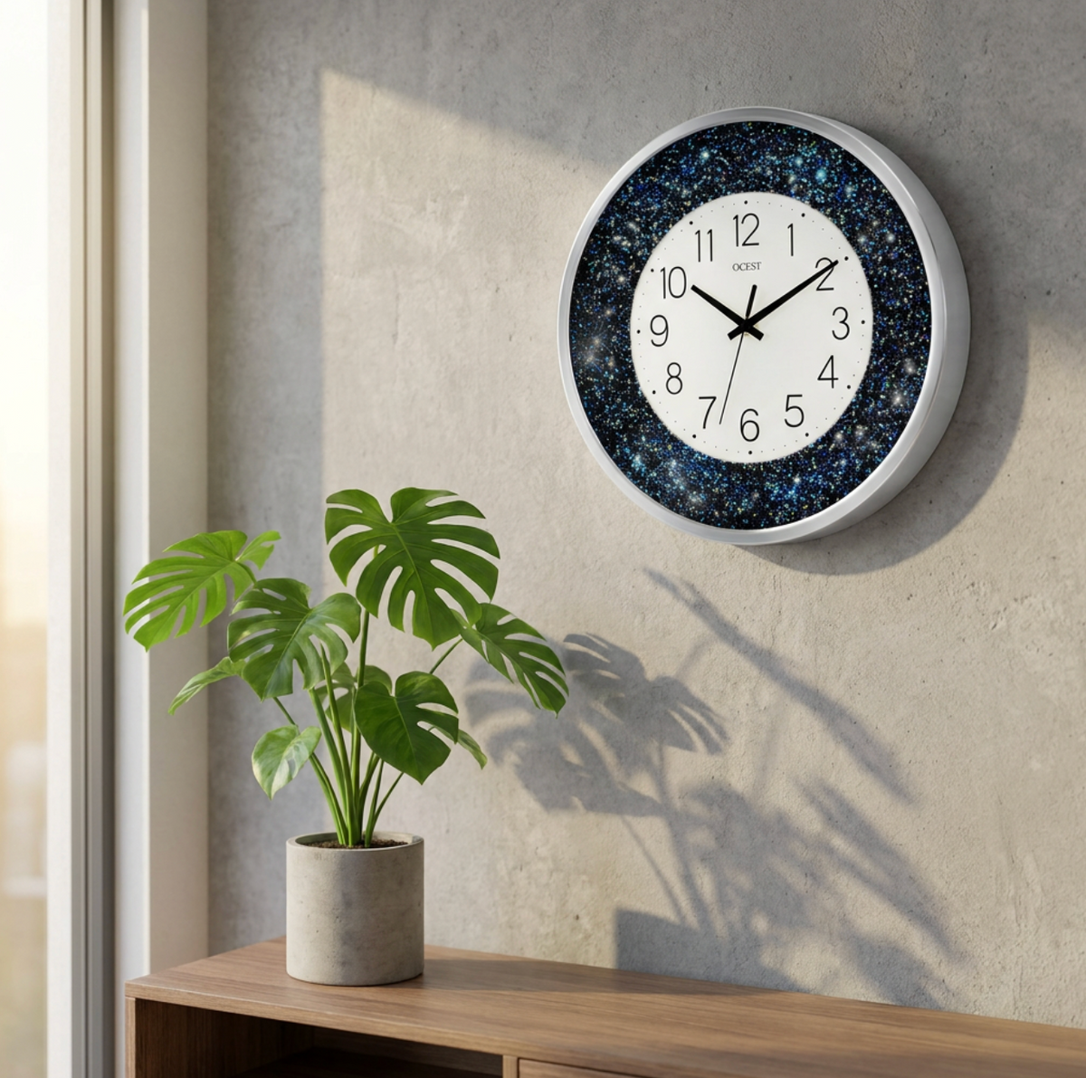 Glitter Blue LED Wall Clock