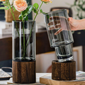 Modern Wooden Tray Glass Vase
