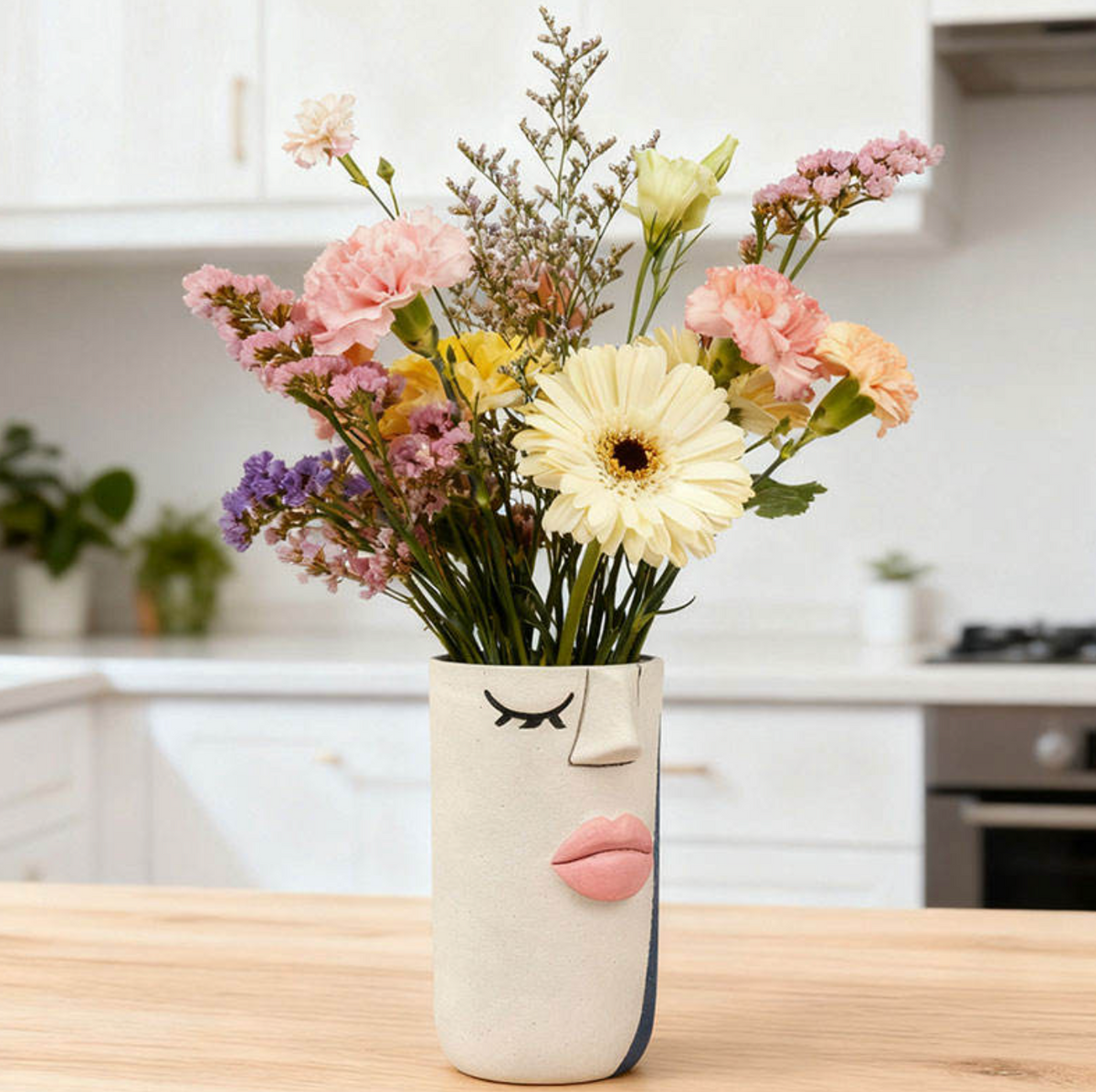 Abstract Face Resin Vase