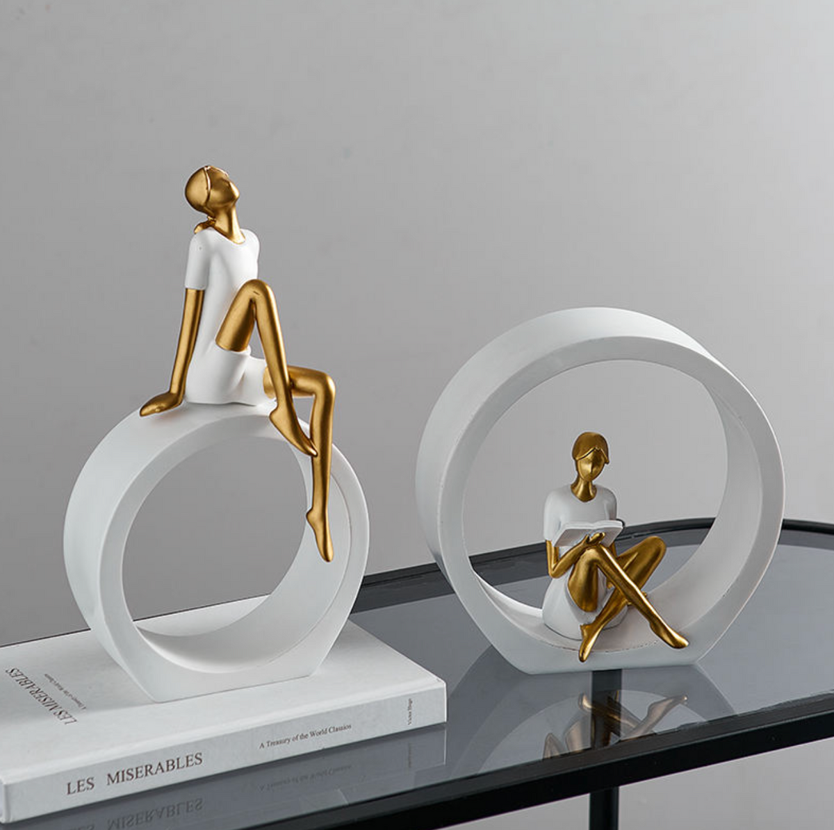 Abstract Reading Statue Resin Figurine