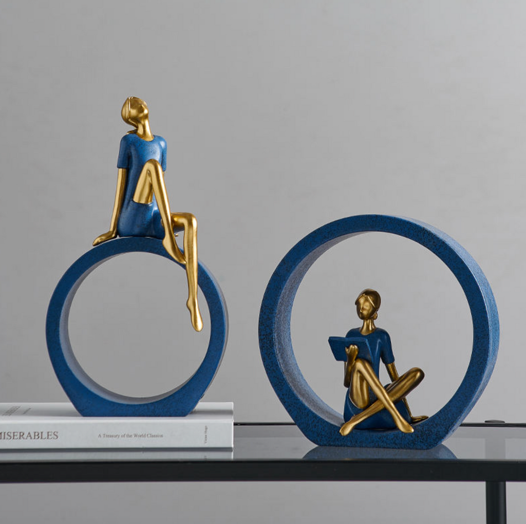 Abstract Reading Statue Resin Figurine