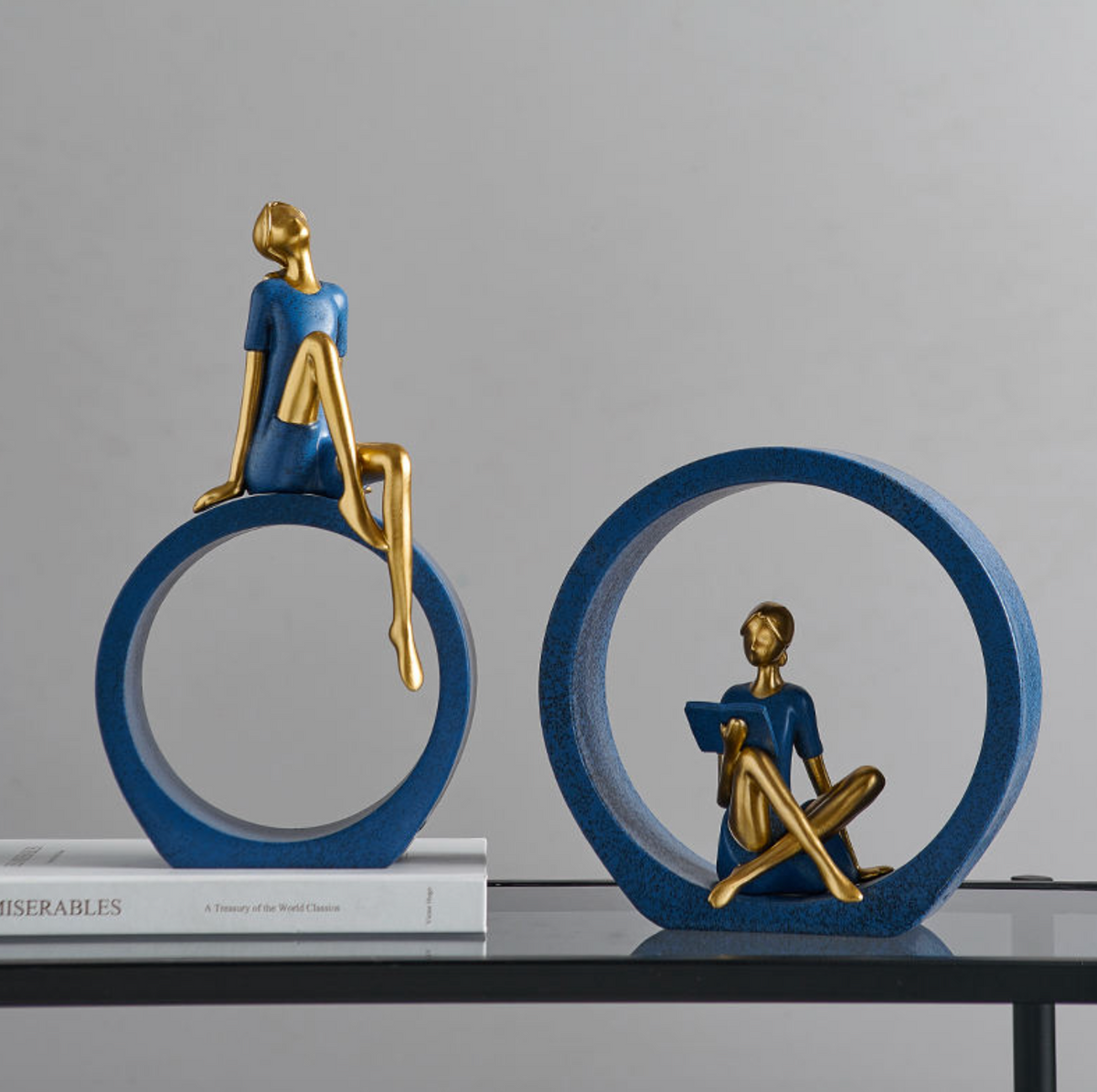 Abstract Reading Statue Resin Figurine